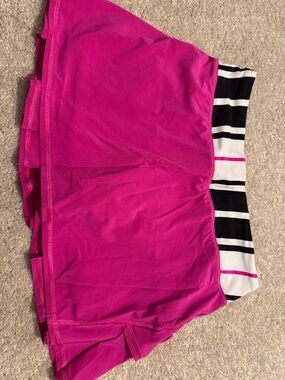 lululemon athletica Pink Athletic Skirt with Black & White Striped Waistband